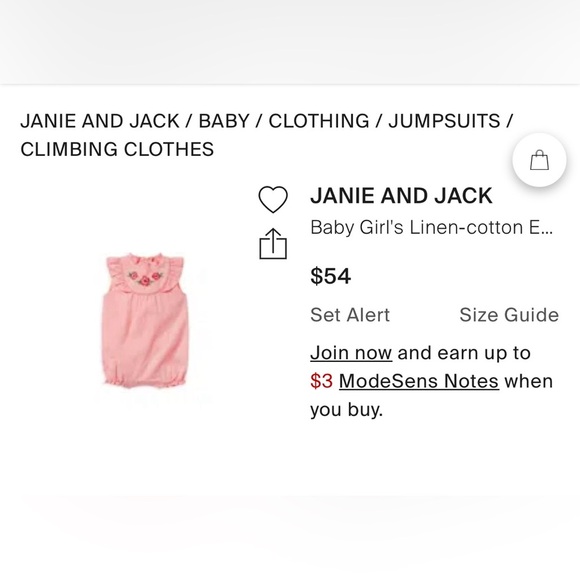 Janie And Jack Linen-Cotton Embroidered Floral Romper - Picture 3 of 5